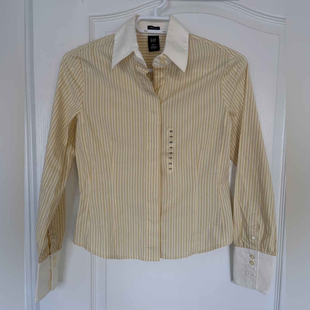 GAP Yellow and Brown Striped Shirt